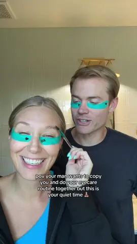 always copying me 🤣 #marriedcouple #marriedcouples #skincareroutine #eyecareroutine 