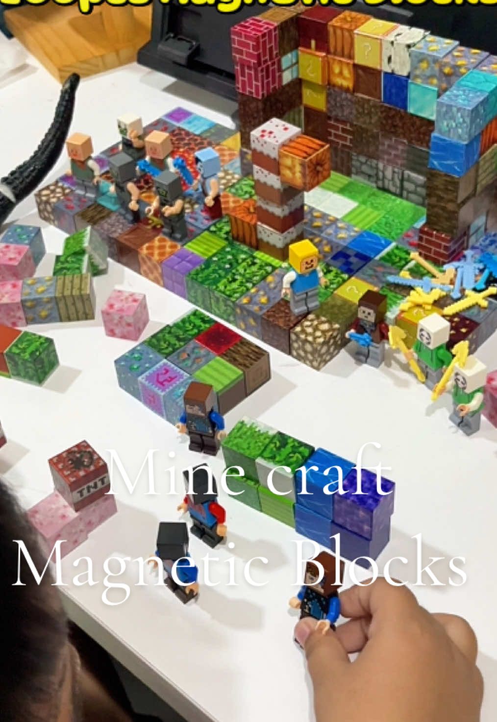Mine craft Magnetic Blocks #giftideasforkids #magneticblocks #Minecraft #toysforkids #educationaltoy 