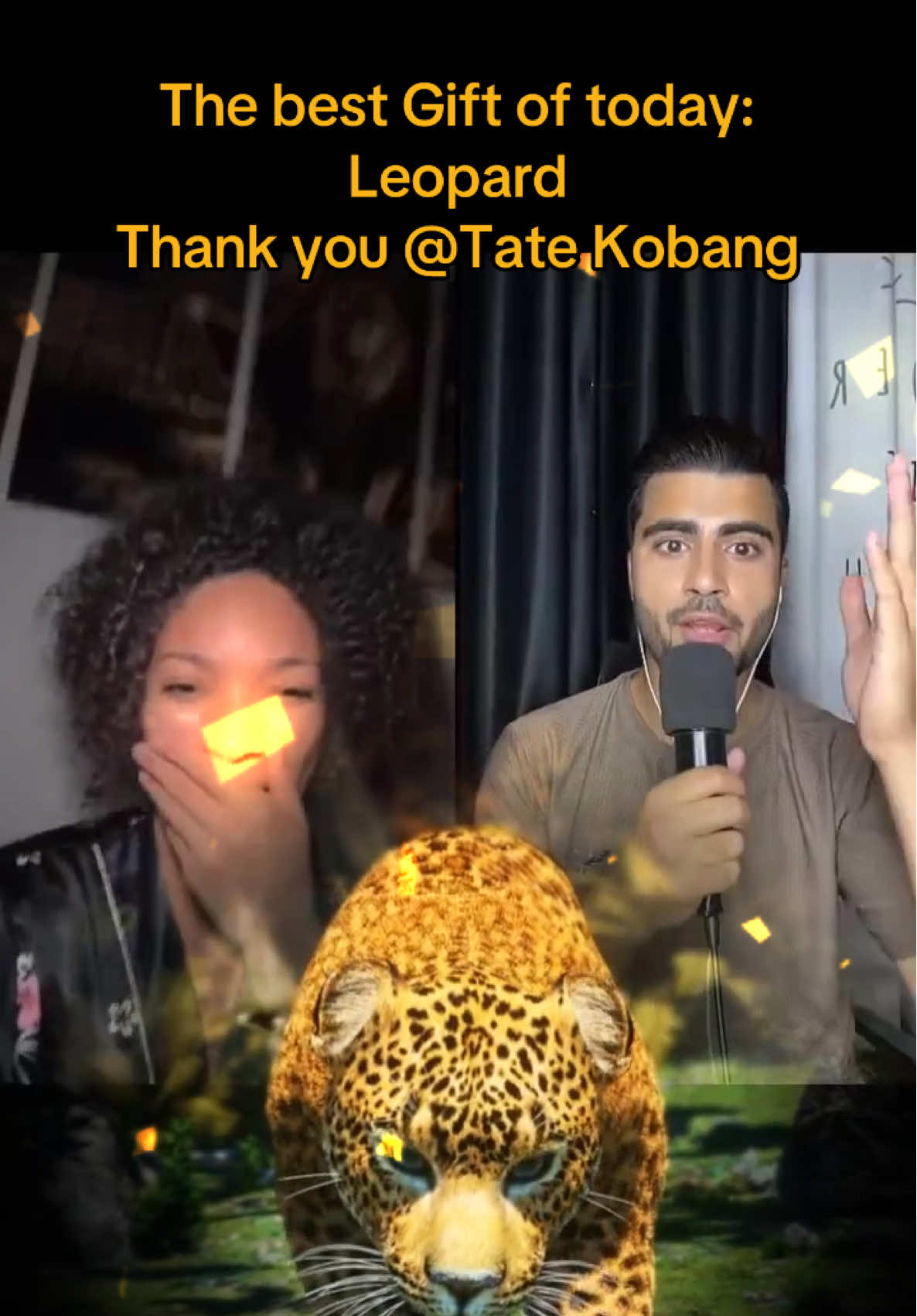 Tate Kobang, thank you for this wonderful Gift sent in my LIVE! I'll cherish this moment forever. @Tate Kobang #tiktoklive #livehighlights #livegift #leopard 