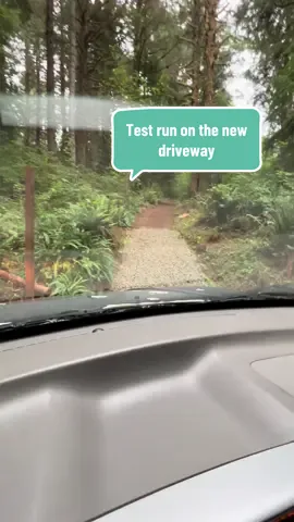 Drove up the new road 🤭♥️ we removed all the damaged Geocell and underlayment, so I wanted to give it a shot. It was pretty smooth! So excited to get it all done and graveled. #newroad #driveway #graveldriveway #gravelroad #livinginthewoods #geocell #dirtroad