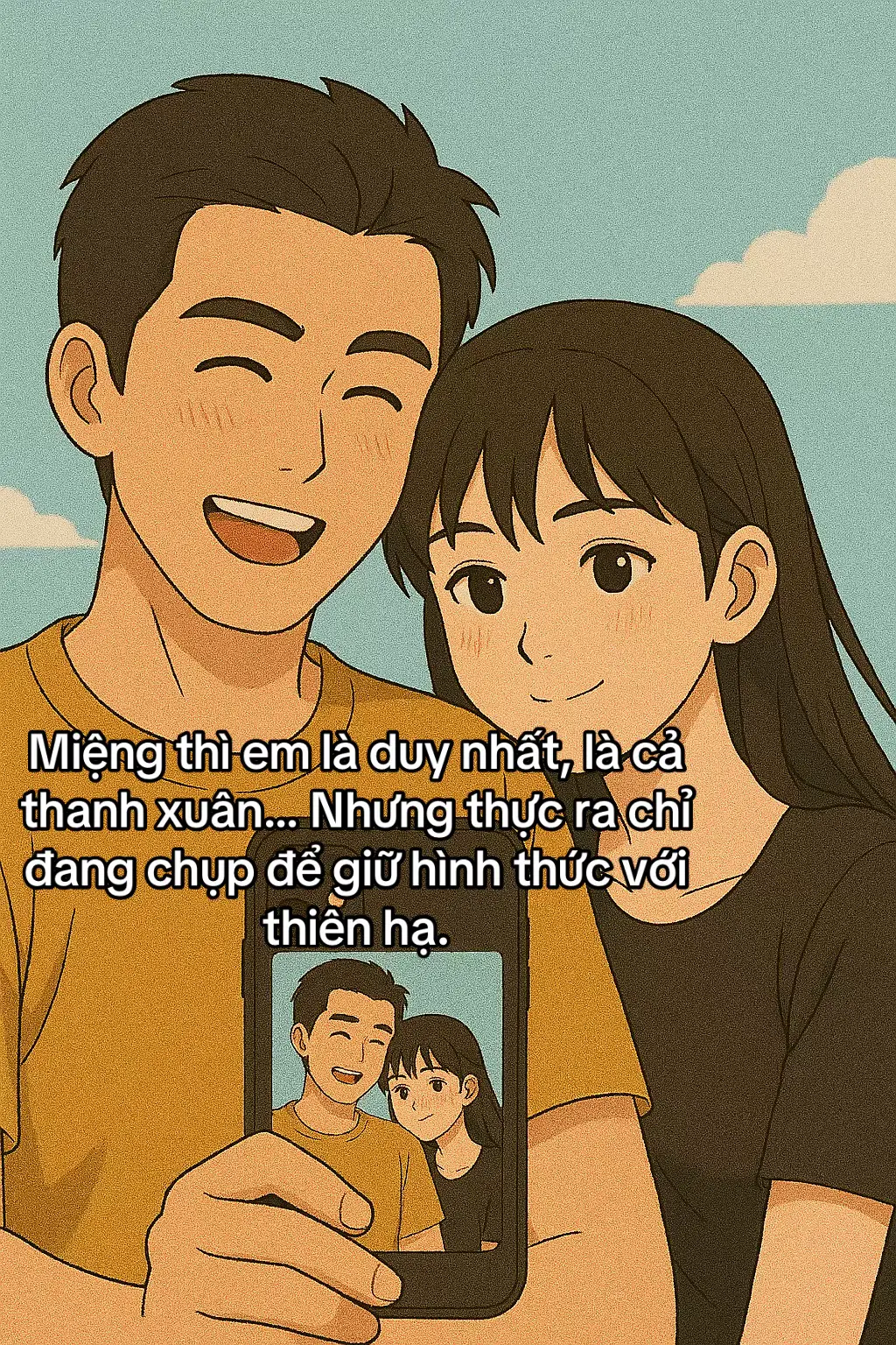 “Miệng lúc nào cũng em ơi, em à… Gọi video mỗi ngày, chụp ảnh chung đăng khoe cả thế giới. Nhưng sau lưng lại ôm người khác. Hóa ra, quan tâm cũng có thể là diễn – còn phản bội mới là thật lòng.”
