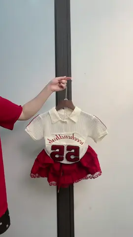 💕 sét áo số thể thao cá tính mix kèm chân váy xoè 2 tầng viền ren màu đỏ xinh bé gái 💕#setaoso#ngocanhkids #xuhuong #setxinh #thoitrangtreem 