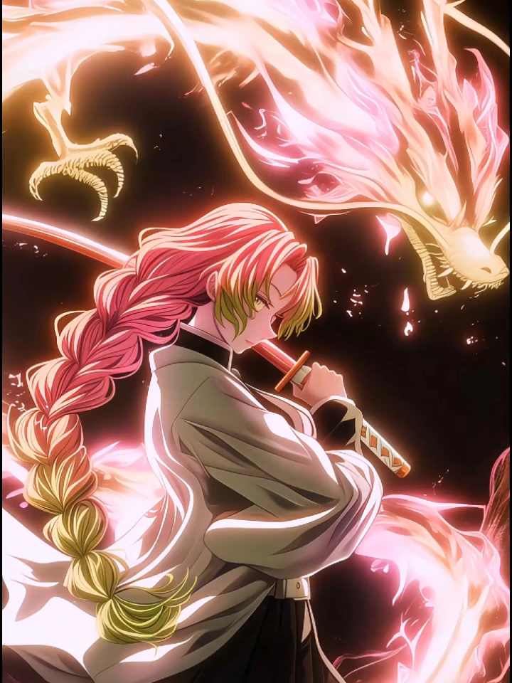 Live Wallpaper | Demon Slayer, Mitsuri Kanroji・Gorgeous Fire Dragon Dance ✨ 😀Follow to get the HD Wallpaper for free. #wallpaper #wallpapers #phonewallpaper #livewallpaper #demonslayer