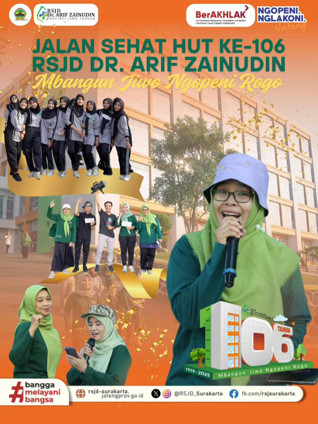 Civitas Hospitalia RSJD Dr. Arif Zainudin dengan antusias berkumpul untuk menyemarakkan acara “Jalan Sehat ‘Mbangun Jiwo Ngopeni Rogo’” pada Jumat (18/7). Kegiatan ini diselenggarakan dalam rangka menyambut Hari Ulang Tahun (HUT) ke-106 RSJD Dr. Arif Zainudin. Ratusan peserta, mulai dari SDM di RSJD Dr. Arif Zainudin, termasuk tenaga outsourcing dan tenant, mahasiswa/praktikan, serta para pasien rawat inap, turut berpartisipasi dengan semangat kebersamaan. Acara diawali dengan sesi senam bersama yang dilanjutkan dengan kegiatan Jalan Sehat yang menyehatkan, dimulai dari Halaman Diklitbang RSJD Dr. Arif Zainudin. Kemeriahan berlanjut dengan presentasi showcase inovasi terbaru tahun 2025 yang berhasil menarik perhatian, serta hadirnya “Djuminten Dolan” — sebuah inovasi yang memfasilitasi para rehabilitan untuk berinteraksi dan berwirausaha setiap hari Jumat. Puncak acara ditandai dengan penyerahan hadiah kepada para pemenang berbagai lomba internal dan pembagian doorprize yang menambah semarak suasana. Mari terus bergerak, berinovasi, dan berkarya untuk kemajuan bersama. #HUT106RSJDArifZainudin #JalanSehat #MbangunJiwoNgopeniRogo #KesehatanJiwaRaga #DjumintenDolan #RSJDArifZainudin #JawaTengah