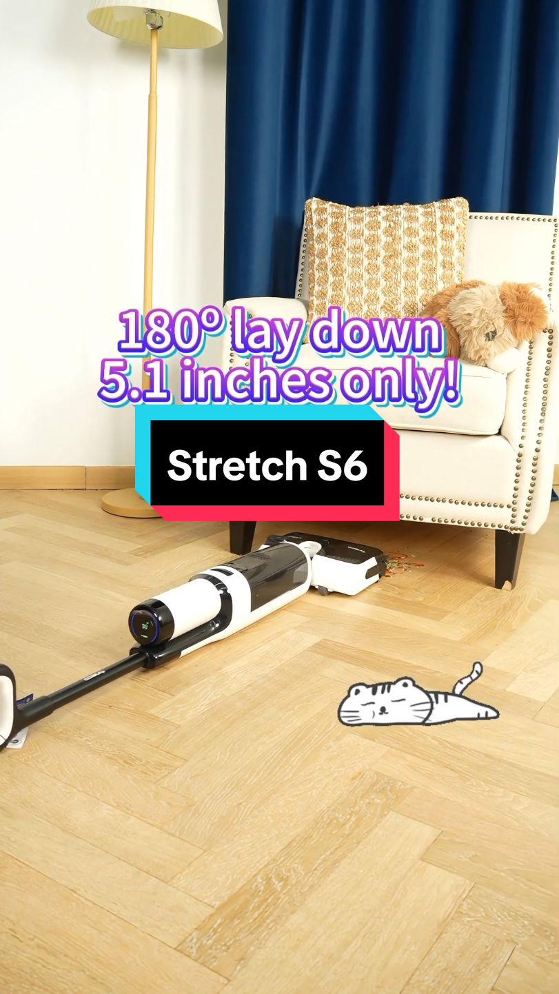 180 degree lay-down to clean all the messes! Long hair friendly! Get TINECO Stretch S6 with best deal in livestream👏👏#stretchs6 #tiktokmademebuyit #vacuummop #floorcleaning #floorwasher #tineco 