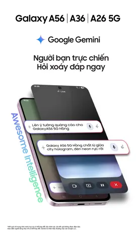 🩷 “Gemini ơi, nghĩ giúp ý tưởng quảng cáo Galaxy A56 5G Hồng thật Awesome!” Gọi là có ngay, Gemini Live trực chiến hỏi xoáy đáp liền, bật ý tưởng siêu nhanh! 👉 Trải nghiệm ngay! #AwesomeIntelligence #GalaxyA56 5G #GeminiLive #Samsung
