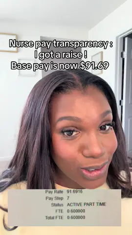 Nurse pay transparency post ! I got a raise from 86.91 to 91.69 ! I’m too happy and excited. Bicoastal nursing is still it for meeeee ! #bicoastalnurse #nursememwa #nurseinfluencer #nursepaytransparency #nursepaycheck 