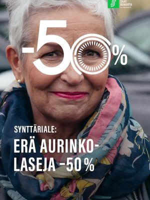 Tee löytöjä synttärialessa! Erä aurinkolaseja –50 % myymälöissä ja verkossa!