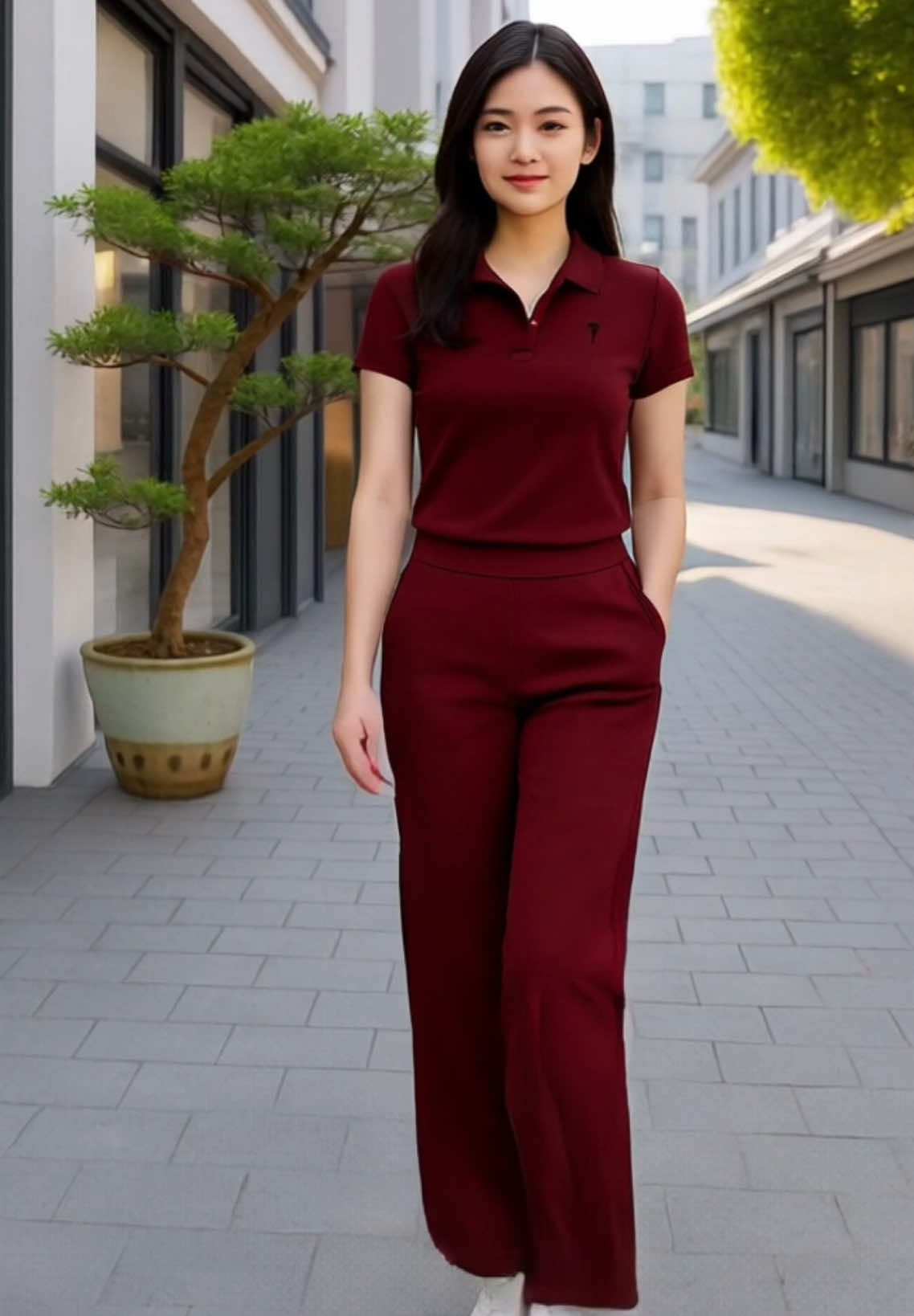 #Thuyshop #thoitranghotrend #setdo #setdoxinh #bodo #bodoxinh Bộ đồ thun cho nữ, áo nhún eo cổ bẻ kèm quần ống suông dài