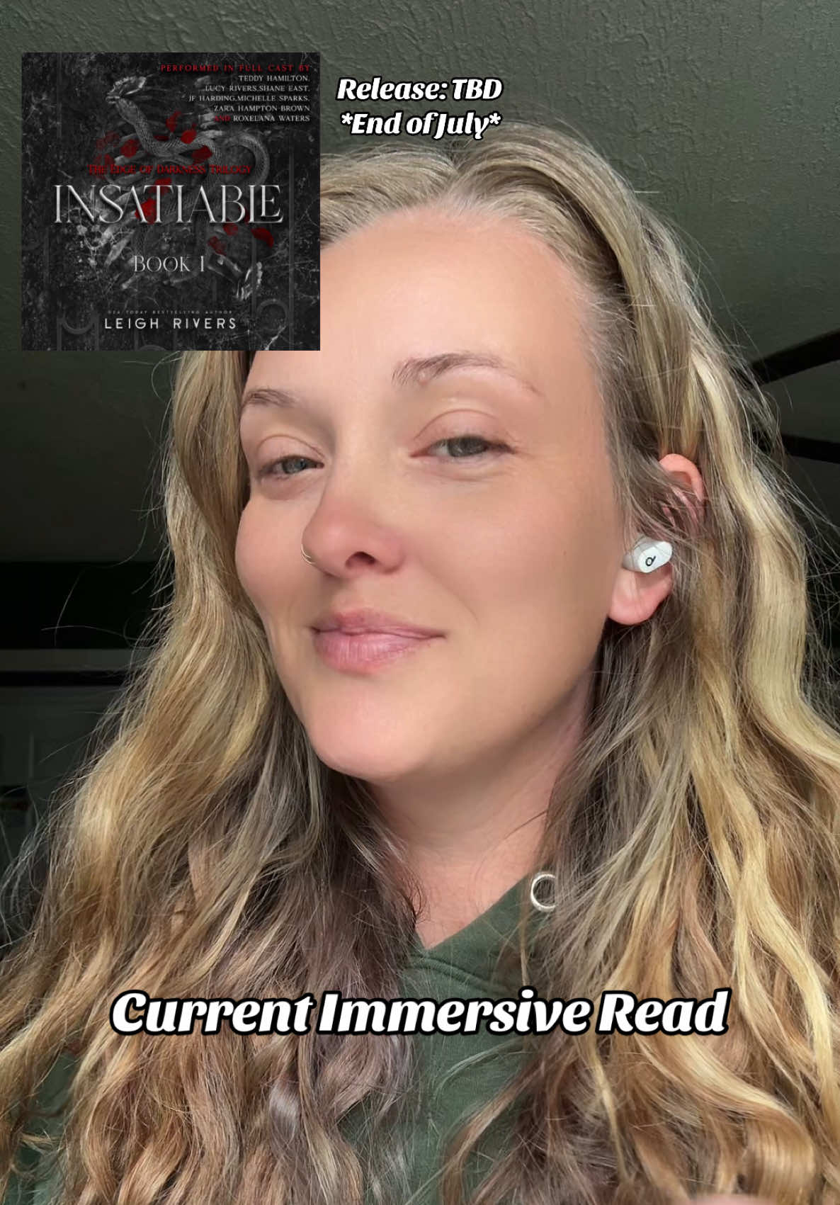 My Current Read 🖤 Insatiable 🖤 by @Author Leigh Rivers  I’m so high, down bad for this immersive read. Currently 25% until the end and I’m waiting… anticipating… with palpitations, and sweaty palms for shit to go so wild and dark.  Thank you @MustLoveAudio for this incredible ✨ duet ✨ FULL CAST audio. It’s simply chefs kisses. Cannot wait to post my review.  I will note, im actually super happy I read Psychotic Obsessions first, because there’s a few instances of reminiscing on the past that I fully understand and am not left questioning because I read Tobias’s story first.  Leigh… you do all things right in my book. The narration choices, the storyline, the dark, the depraved, the twists and turns. My hat goes off to you. I’ll read whatever you want to write. Hands down. 🙌🏻🧎‍♀️ #theedgeofdarknesstrilogy #insatiableleighrivers #darkromance #darkromancereads #booktokfypage #bookcommunity #bookrecommendations #spicybookstagram #spicybookrecs #spicyromancebooks #booktoker #bookaholic #audiobooktok #booktokfyp #audiobook