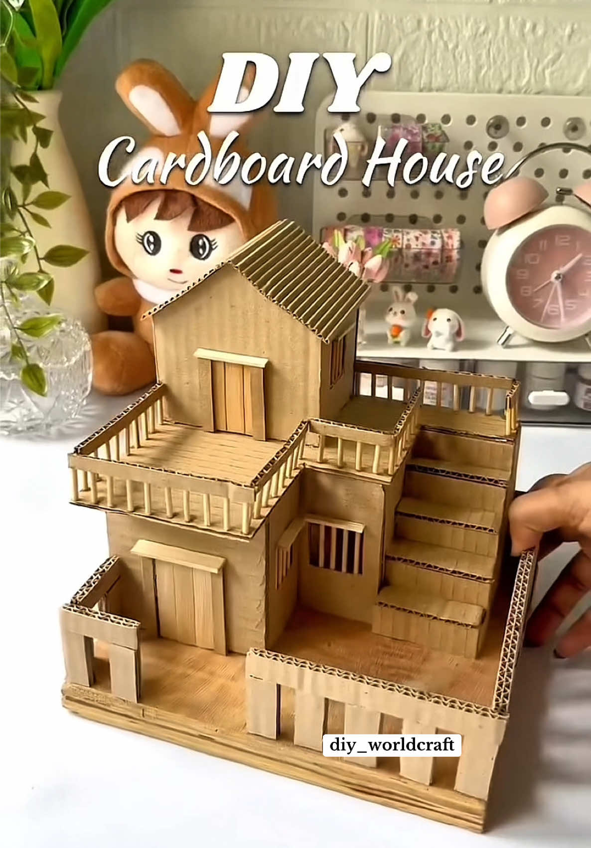 DIY CARDBOARD HOUSE 🏠 #DIY #foryou #fyp #work #crafty 