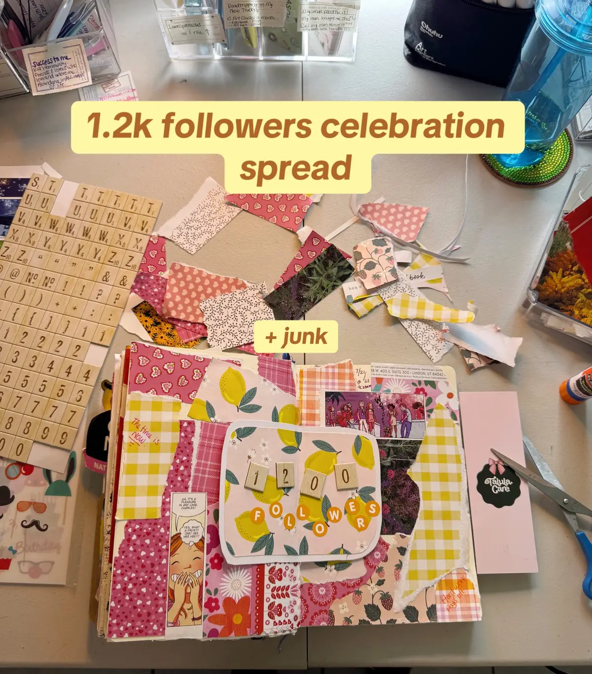 We've passed 1.2k - and now headed to the next goal: 2k followers by August 1st. 😜 it's game timeeee! #scrapbooker #junk #junkart #journaling #scrapwithme #creative 