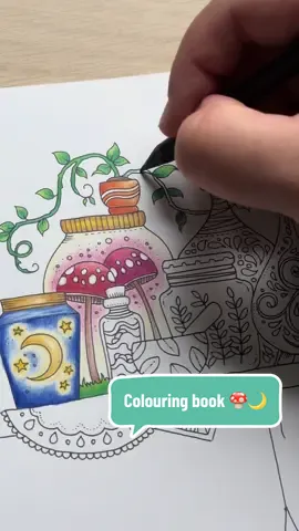 Colour with me!✍🏼🌈 I got my Rooms of Wonder colouring book out for the first in a while and it was so nice to spend a bit of time on it 🥰 I picked this cute mushroom and moon jar section to work on, this little bit took me about an hour!😅 Leaves are one of my favourite bits to colour 🪴 which is your favourite?✨ #johannabasford#johannabasfordcoloringbook#roomsofwonder#colorpencil#colouringbook#coloringbook#adultcoloringbook#cottagecorecoloring#megnotes