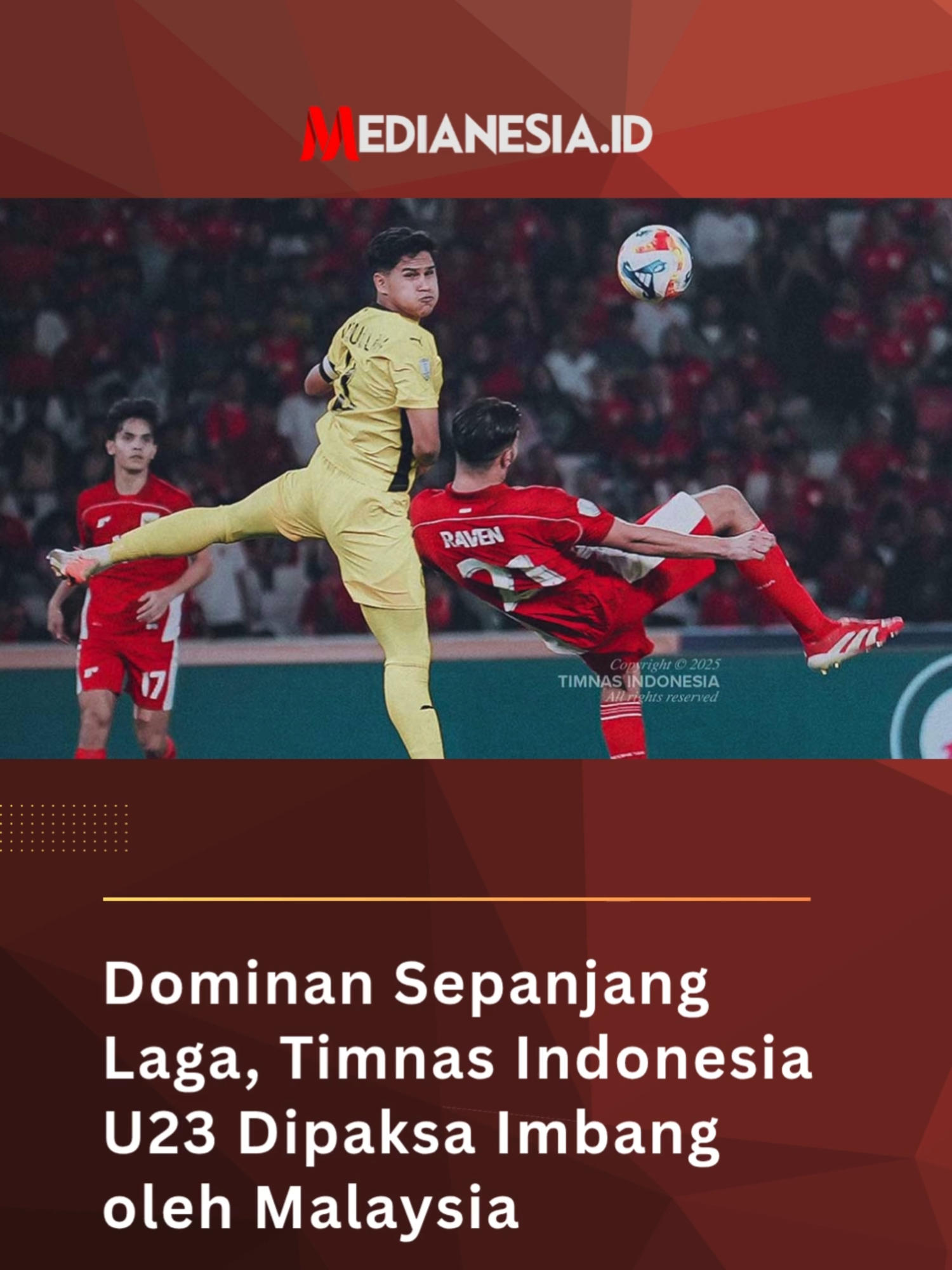 Dominan Sepanjang Laga, Timnas Indonesia U23 Dipaksa Imbang oleh Malaysia Timnas Indonesia U23 harus puas berbagi angka dengan Malaysia U23 dalam laga terakhir Grup A Piala AFF U23 2025.  Bermain imbang tanpa gol di Stadion Utama Gelora Bung Karno (SUGBK), Senin malam (21/7/2025), hasil ini tetap cukup untuk memastikan langkah Garuda Muda ke babak semifinal sebagai juara grup. Baca selengkapnya di medianesia.id #news #tiktokviral #tiktoknews #medianesiaid #timnasindonesiau23 #pialaaffu23 #pssi #malaysia