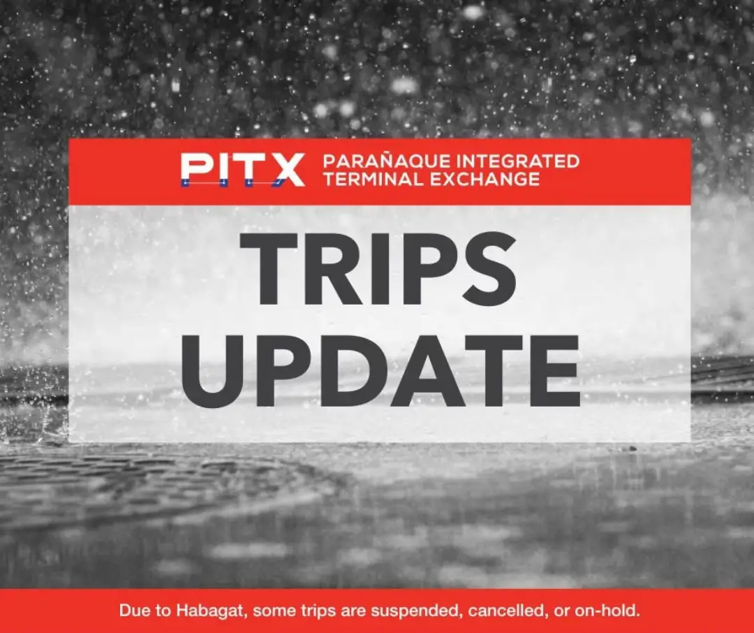 Hi, friends! Narito ang mga cancelled scheduled trips dahil sa patuloy na pag-ulan hatid ng Habagat as of 7:30 AM. CANCELLED: SOLID NORTH Baguio City - Cancelled due to flooding on NLEX 3:00 AM 4:00 AM 9:00 AM CANCELLED: BALIWAG TRANSIT San Jose, Baliwag - Cancelled due to flooding on Bulacan 5:30 AM CANCELLED: VICTORY LINER Olongapo City - Cancelled due to being stranded on NLEX 7:00 AM CANCELLED: SAULOG TRANSIT Olongapo City - Cancelled due to being stranded on NLEX 6:30 AM 7:30 AM CANCELLED: SOLID NORTH  San Carlos - Cancelled due to being stranded on NLEX 7:30 AM Narito naman ang City and Cavite Trips Status Update as of 8:00 AM. CANCELLED: CAVITE CITY -  Cancelled due to flooding in Noveleta CANCELLED: TANZA (Modern Jeepney) - Cancelled trips due to flooding Routes not included on the cancelled list are still operational but expect slow turn around due to traffic caused by some flooded areas. Will keep you updated sa mga status ng biyahe natin. Stay safe sa biyahe, friends! #PITX #CANCELLEDTRIPS #CITY #CAVITE