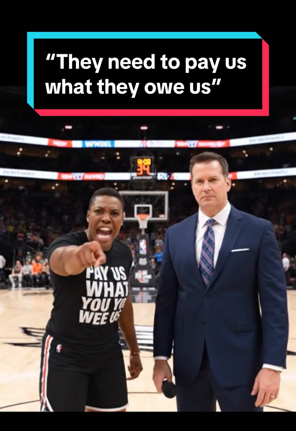 They need to pay us what they owe us! #WNBA #NBA #women #caitlinclark #angelreese #basketball🏀 #basketball #nbadraft #payuswhatyouoweus #ai #veo3 #veo #funny #comedy