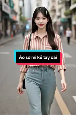 Áo sơ mi kẻ tay dài túi ngang cổ đứng #trend #xuhướng #viral #xuhuongtiktok #thoitrang #model  @PhuongLinhshop 