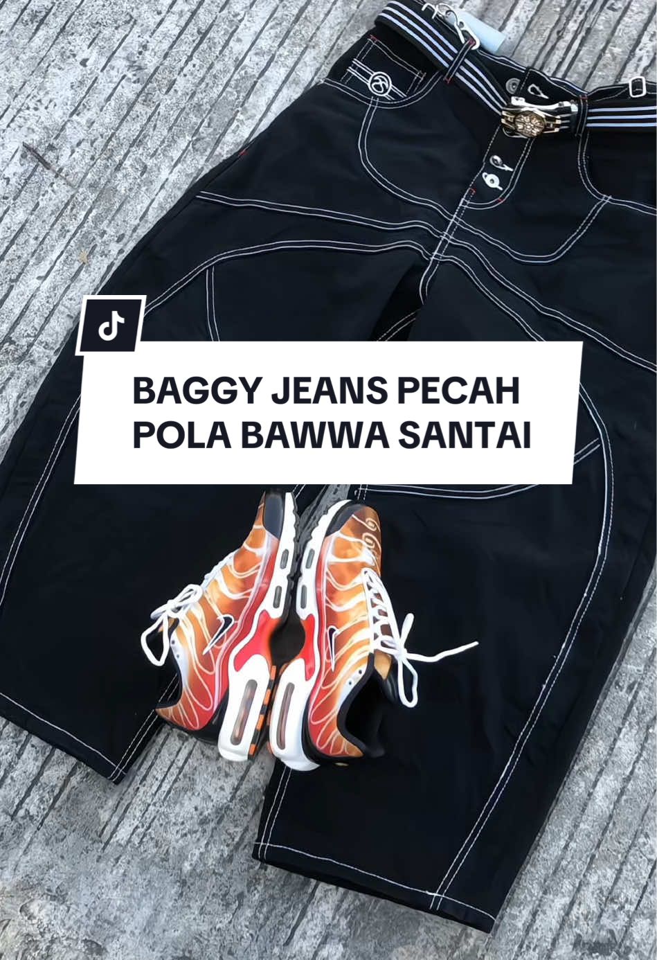 GILAAAA KEREN GINI Baggy Jeans Raw Pecah Pola 🤯🖤🎱#storagefits #streetwear #outfitinspo #baggyjeans #affiliatemarketing 