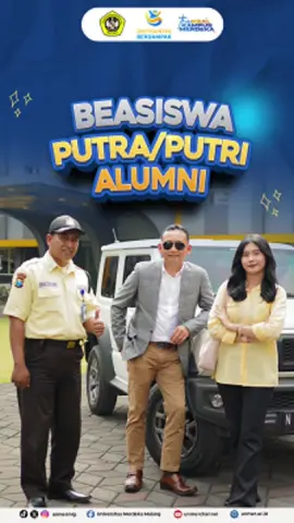 💡Kamu Putra/Putri Alumni kami?.. ✨Yuk saatnya lanjutkan legacy! UNMER Malang kasih Beasiswa Khusus Putra/Putri Alumni 🎓✨ 📌 Biaya kuliah jadi lebih ringan 📌 Kesempatan jadi Ksatria makin terbuka lebar Yuk makin bangga jadi Putra/Putri Alumni UNMER Malang, Giliran kamu jadi Ksatria Bhirawa Anoraga berikutnya! 🎯 Daftar sekarang & merdekakan mimpimu! #UNMERAdmission #BeasiswaPutra/PutriAlumni #KsatriaBhirawaAnoraga #merdekakanmimpimu 