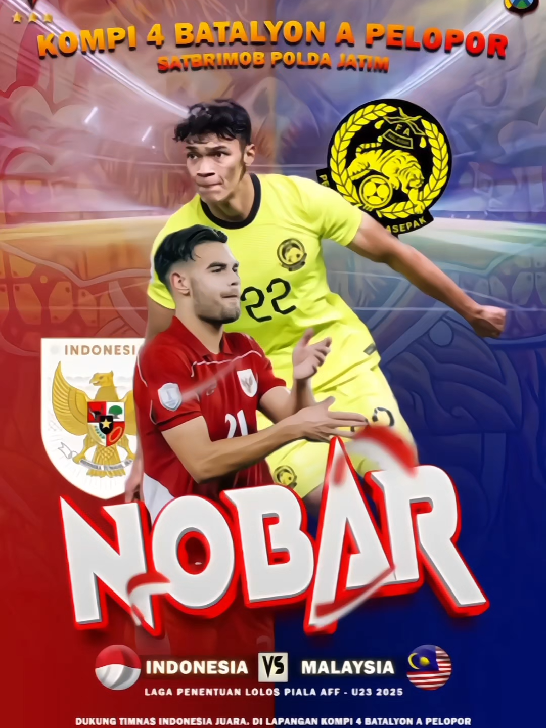NOBAR Indonesia VS Malaysia ASEAN Championship U23##brimob #indonesiavsmalaysia🔥 #AFF #AFFU23