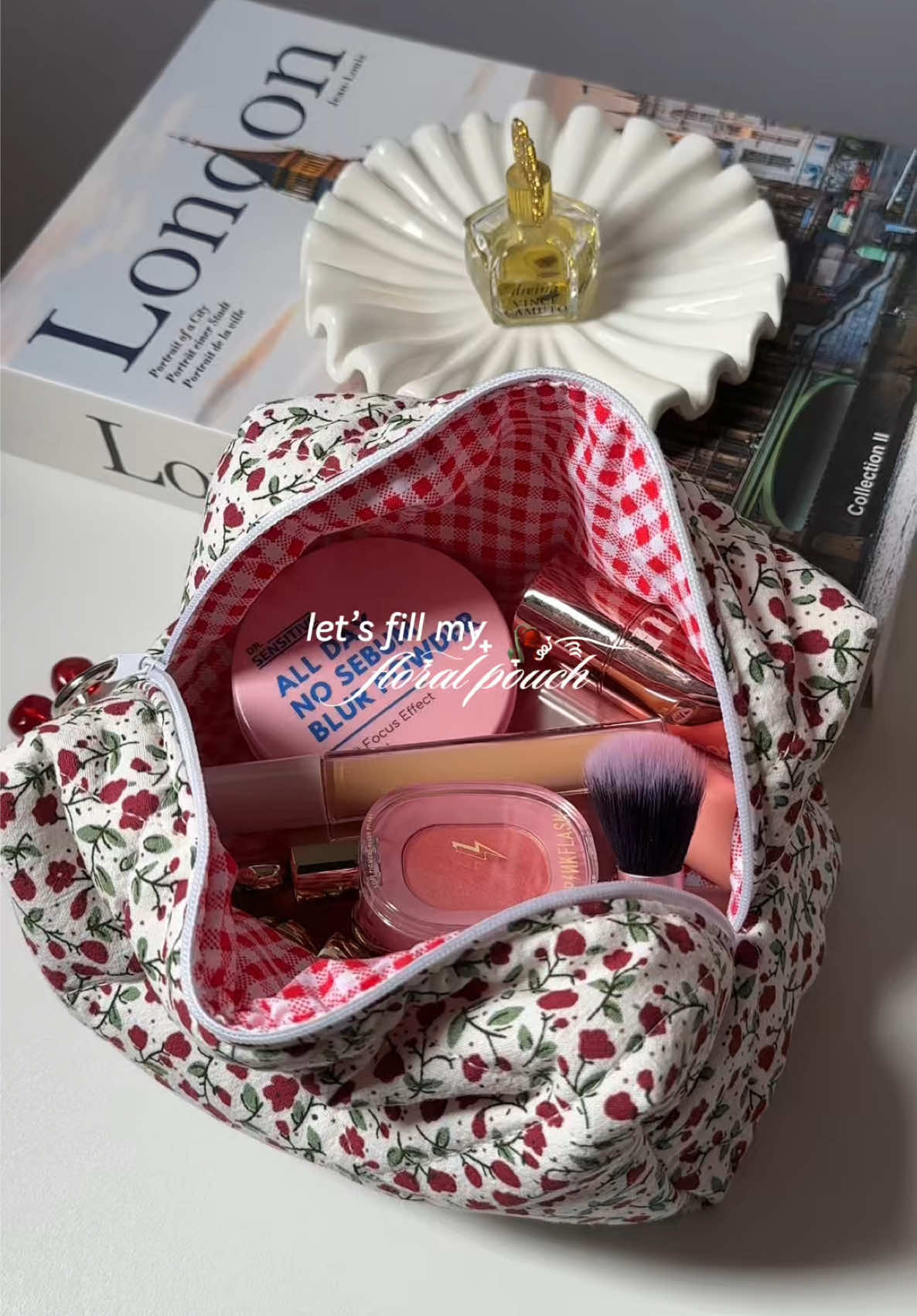 what’s in my fav floral makeup pouch 🥀✨ #pouch #makeuppouch #makeupbag #floralpouch #makeuporganizer #pouchbag #aestheticpouch #cosmeticbag #fyp