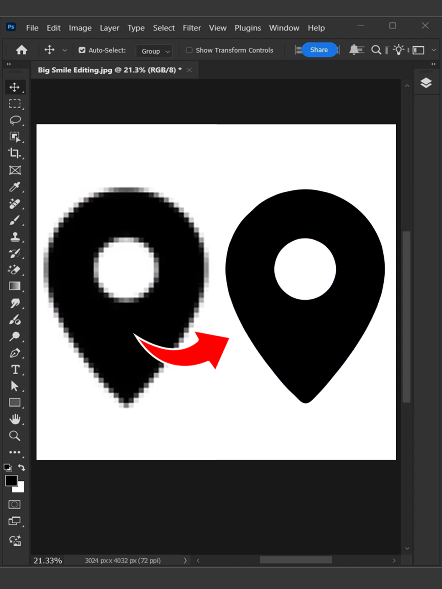 How to fix icon quality in Adobe Photoshop #bigsmileediting #designtools #photoshoptricks #photoshopskills #photoshop #tutorials #designer #adobe #photoshoptutorial #adobephotoshop