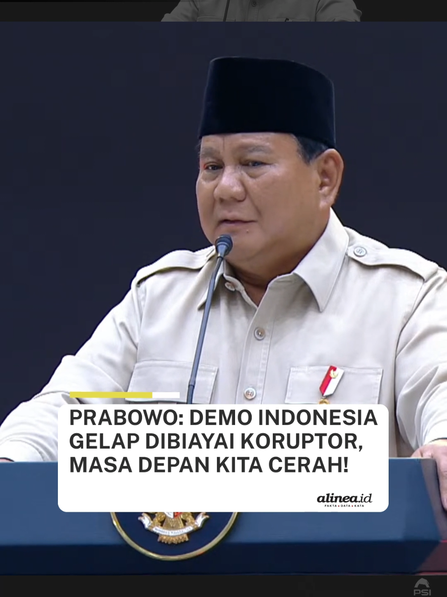 Presiden RI Prabowo Subianto menegaskan bahwa masa depan Indonesia sangat cerah.  Prabowo menyebut, demo-demo yang menyuarakan Indonesia gelap hingga munculnya tagar #kaburajadulu merupakan rekayasa yang dibiayai koruptor. Menurutnya, mereka sengaja membuat narasi negatif agar Indonesia gaduh dan masyarakat selalu merasa miskin. 