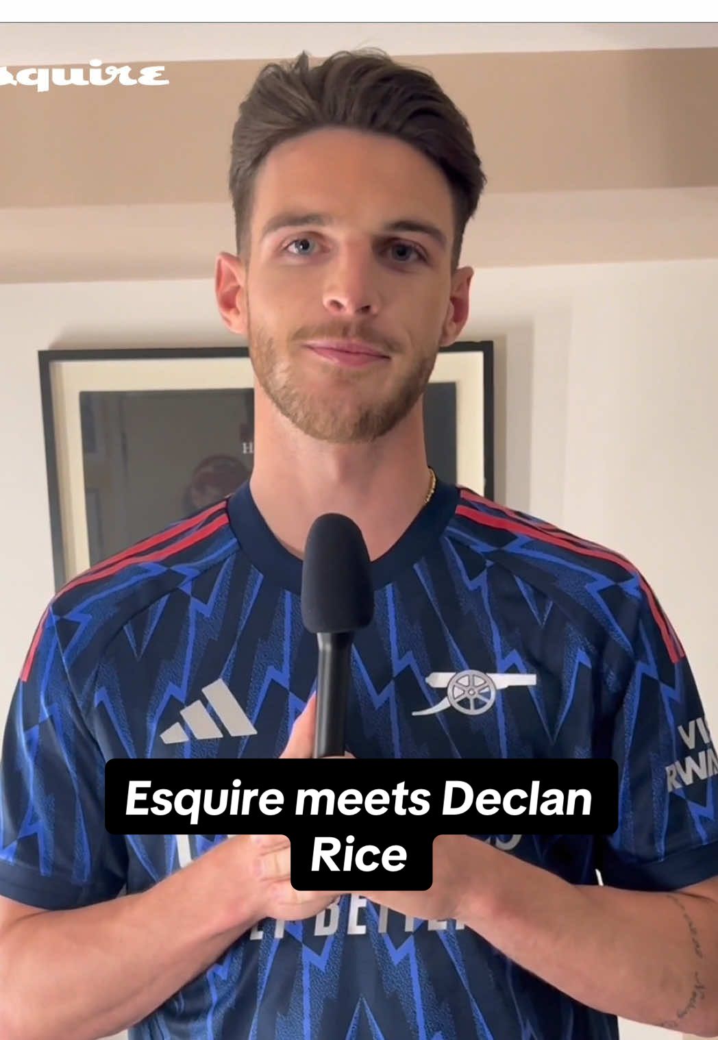 As @arsenal’s new Away Kit launches, #DeclanRice talks to Esquire UK about his favourite Birkenstocks, kit and the most stylish player at Arsenal.