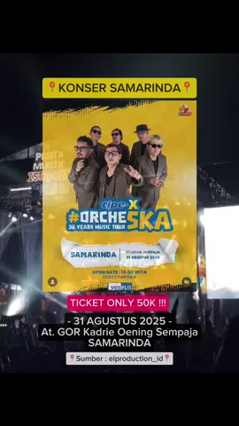 Siap lompat-lompat sambil nyanyi bareng di Tipe-X Orcheska : 30 Years Music Tour?! Kalau sudah buruan amankan tiketmu, terus pasang alarm biar gak kelewatan X-Day nya! Tiket sudah bisa dibeli pada tanggal 23 Juli 2025 Pukul 09.00 WITA!  📍Info Lengkap di IG : elproduction.id #festivalmusic #festivalkaltim #infokonserkaltim #konserkaltim #festivalsamarinda #konsersamarinda #infokonsersamarinda 