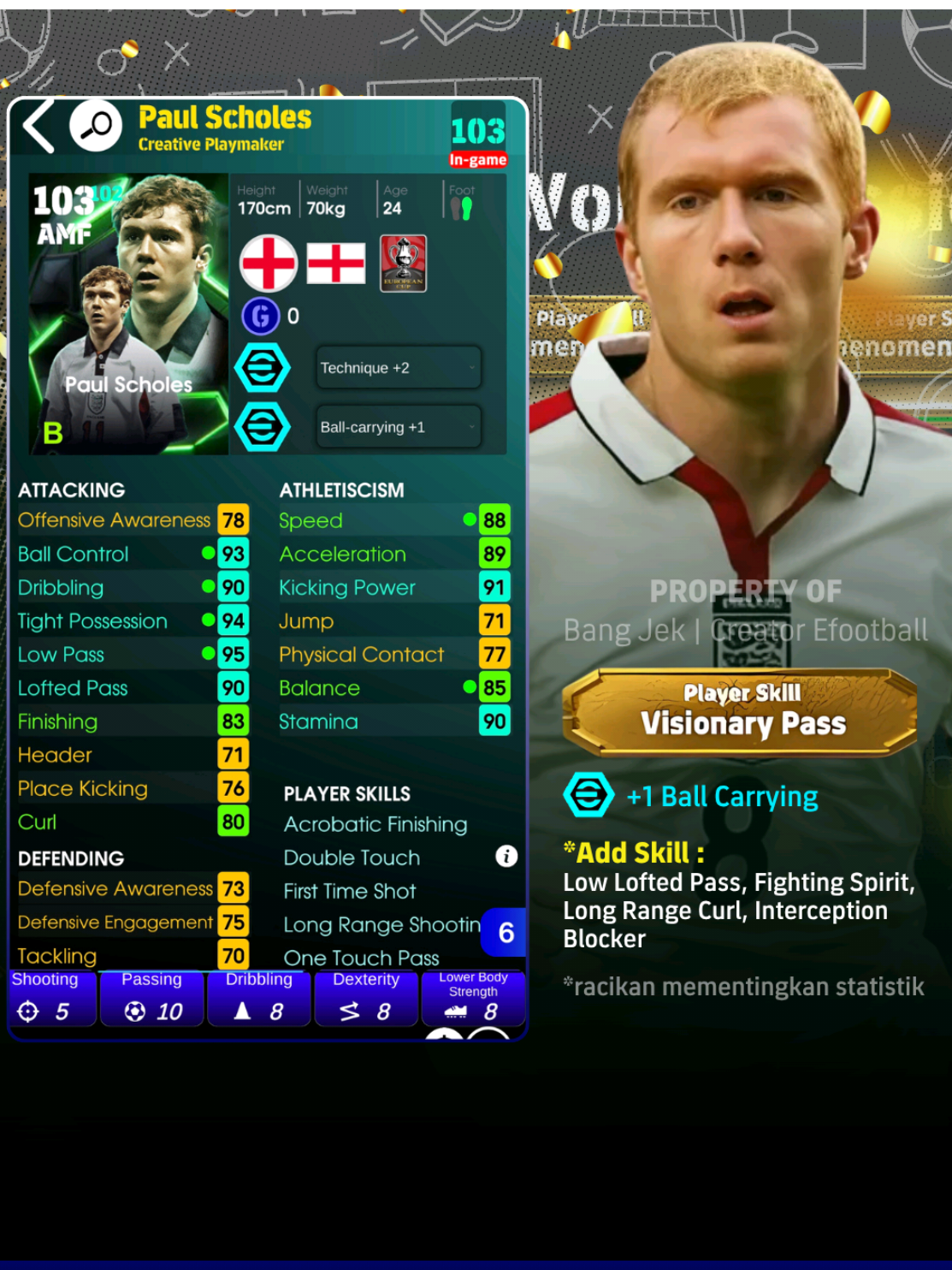 Admin pake racikan ini enak parah buat CMF/AMF | Point plus nya doi passing pendek atau terobosan nya cakep dan bisa mainin shoot jarak jauh 🤯🔥 #efootballmobile #efootball #scholes #manchesterunited #efootball2025 #efootball2024 #efootball2023 