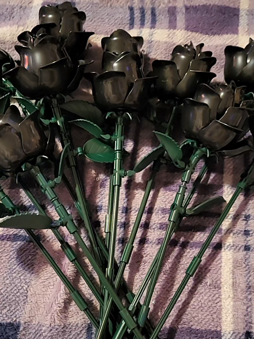 guys my partner DOES love these AHHHHHHH i cant wait to give these to him 🫶 #blackroses #couplesgifts #bestfriend #giftideas #buildingblocks #DIY #tiktokshop 