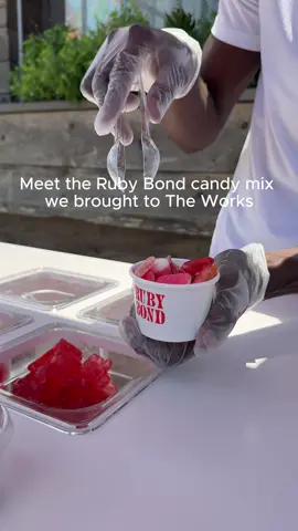 Hire the #rubybond candy cart for your next event, celebration, or brand activation! Big shoutout to Jean for scooping with style 💖🍬 #candycart #candy #candymix 
