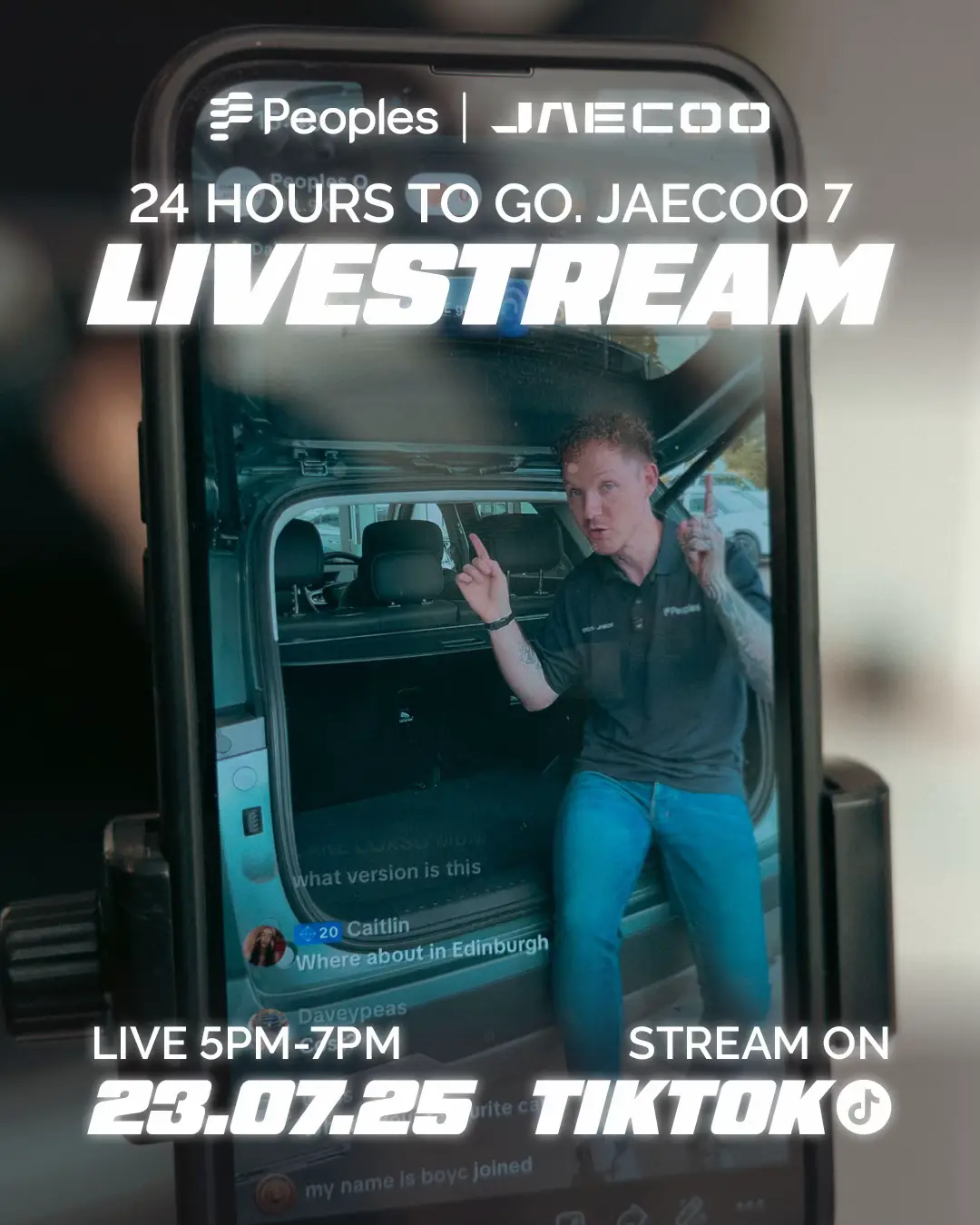 Only 1 day to go 👀 We’re going live tomorrow with the JAECOO 7 – and trust us, you’re going to want to see it in action. Advanced features, modern design, serious comfort – this SUV is the real deal. ⏰ Live 5–7PM – don’t miss it. #JAECOO7 #SUVStyle #LiveWalkthrough #TikTokLive #ModernDriving #PeoplesAutomotive
