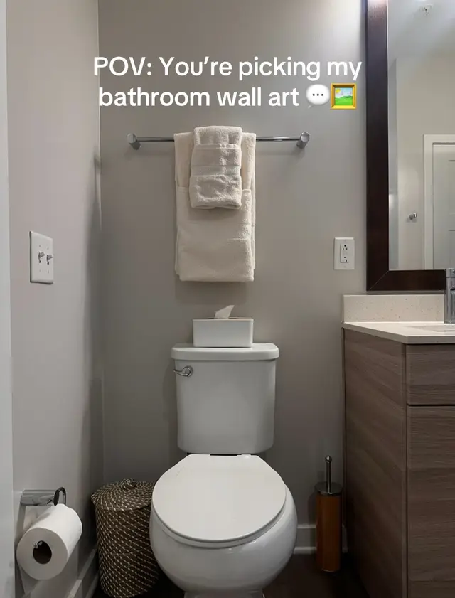 Which print is claiming this wall? 1️⃣ Red boots 2️⃣ Martini glass 3️⃣ Wine-in-bed Cast your vote in the comments 🫶🏽 And if you have a wildcard option, drop it too 👀 #homedecor #bathroomdecor #wallartideas #apartmentstyle #selenasincerely 