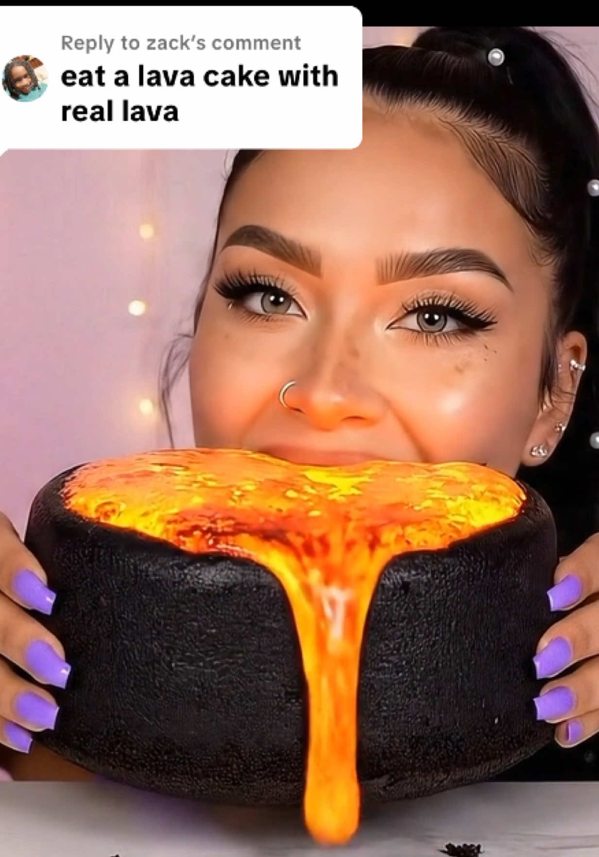 Replying to @zack Fineeee I’ll eat lava cake! Lets listen to some soft asmr chews while I eat this super hot cake! #lava #cake #asmrsounds #ai