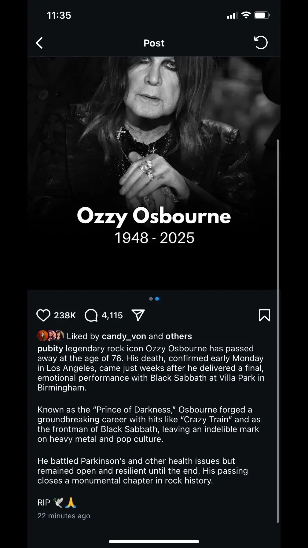 I woke up to find out Ozzy died and Trisha named her baby Aquaman. I feel like I’m in a fever dream #fypシ #ozzyosbourne 