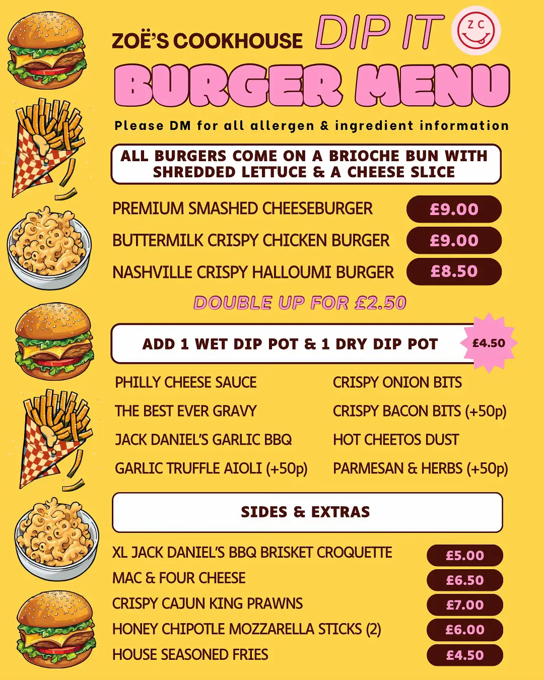 ALL ORDERS MUST BE PLACED THROUGH DM ON THE OTHER APP! Dates and times available in caption x x x #burgermenu #american #yummyfood #goodfoodvibes 