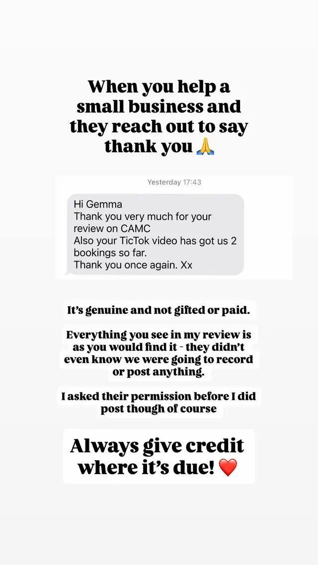 Helping others and giving credit where credit is due. In a world where it’s hard to get a new business venture up and running and even harder to keep it going! Help others. Thank people. Kindness is free 🤗  Slightly jealous of those bookings though! We would like to go back 😂 . If you booked something we recommended then thank you 🙏 please message us! we’d love to know what you think.  #caravan #caravanning #touring #travel #camping #campsitereview #helpingothers #kindness #kindnessisfree #fyp #forupage