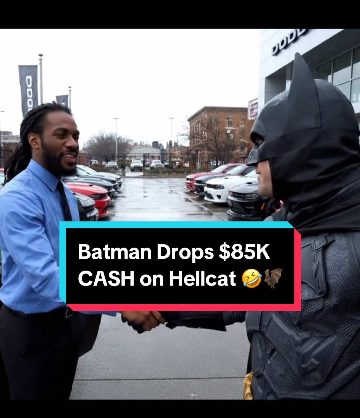 Batman and Robin droppin’ $85K cash on a Hellcat deal in Chi-Town. straight gangster vibes! #ChicagoVibes #HellcatLife #fyp #ChiTown #MuscleCarNation     