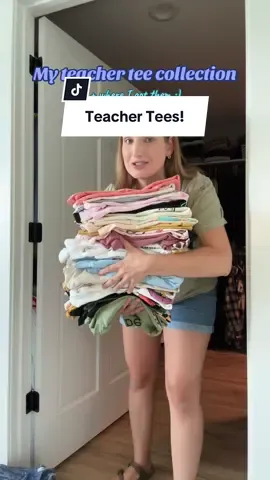 I love wearing teacher tees! This is a glimpse into my collection 😅 If you have other stores/boutiques you love to shop at for teacher tees, definitely drop them in the comments!  A lot of mine are from @Ivy and Cloth @Aiden & Oak @United Monograms 🤍 If you’d like to see more teacher outfits/styling videos, let me know! I’ll try to link the shirts I showed in this video.  My style is definitely on the more casual side, so I know that isn’t going to work at every school. 😢 I didn’t have pictures handy in all of them, but hopefully that helps you see how I styled them…I didn’t have a dress code at my last school. #teachersoftiktok #newteacher #firstyearteacher #teachertees #teacherootd #casualteacheroutfits #teacherstyle 