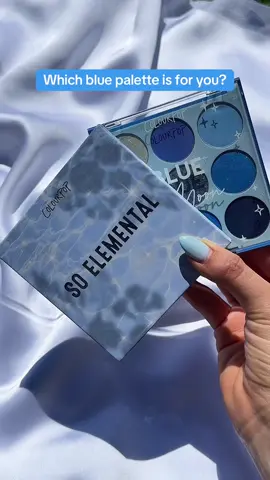 Two blue 9-pan palettes, but which would you choose? 🤔 Find both on TikTok Shop with free shipping on orders $20+! 🌀🌊 So Elemental 🩵 Matte, metallic & pearlescent glitter finishes 🩵 Cool, blissful blues and serene, sparkling silvers 🩵 For 2000s blue looks or silver chromecore moments  Blue Moon: 💙 Matte, metallic & duo chrome finishes 💙 A range of monochromatic blue shades 💙 For 80s inspired eyes or a light blue pop