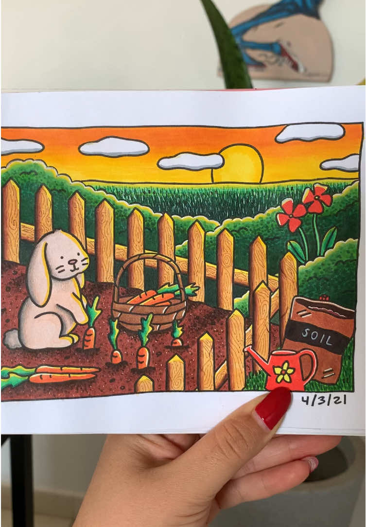 Pintando Bobbie goods! Coelho colhendo cenoura 🥕 🐰 Marcadores touch 60 cores + compactor 12 cores + lápis de cor 🖍️✏️ #bobbiegoodscoloringbook #bobbiegoods #bobbiegoodscoelhonojardim 