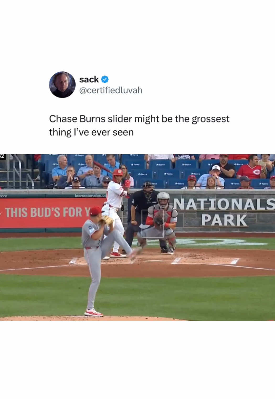 Chase Burns has four strikeouts through two scoreless innings today 👀 #Reds #Baseball #MLB #CincinnatiReds 