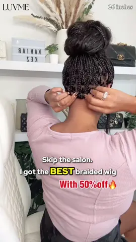 Skip the salon😍still got the most natural braided hairstyle#dealsforyoudays #luvmehair #humanhair #wig #summervibes #braidedwig #summerwig 