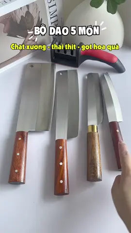 Bộ dao 5 món chế biến tiện lợi. Ai hay nấu ăn như mình thì cứ sắm cả bộ như này tiện lắm, mỗi cái sẽ có công dụng khác nhau. Mọi người tranh thủ săn nha #bodaobep #bodaocaocap #daobep #daotheptrangkhonggi #daothepnhat #daotheptrang 