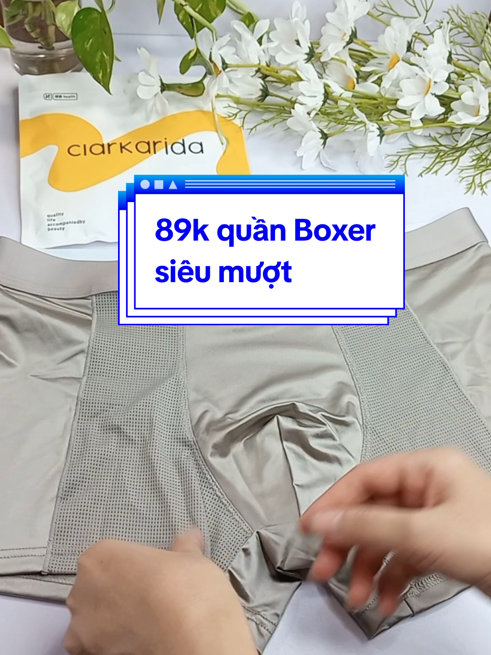 quần Boxer nam chát liệu thun lụa, có giãn mềm mại, thoáng khí, thấm hút mồ hôi #quanboxer #quanboxernam #ciarkarida #quanboxerciarkarida 