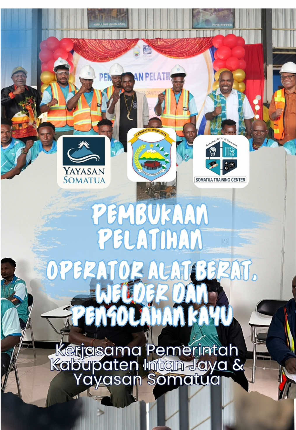 Pembukaan Pelatihan Siswa Training Somatua Training Center 22 Juli 2025 – Mimika, Papua   Somatua Training Center resmi membuka pelatihan untuk kelas Operator Alat Berat, Welder, dan Konstruksi Kayu. Acara diawali dengan doa, lalu sambutan dari Bapak Maximus Tipagau (Pendiri Yayasan Somatua) dan Bapak Jeremias Kobogau (Kepala Disnakertrans Kab. Intan Jaya).   Selanjutnya, dilakukan prosesi penyerahan dan pemakaian APD secara simbolis oleh para perwakilan instansi dan mitra. Pelatihan dibuka langsung dengan pengoperasian alat berat Excavator di Workshop STC – Jl. Cendrawasih SP2, dan dilanjutkan ke Balai Latihan Kerja (Jl. Baru) untuk pengenalan fasilitas pelatihan Welder dan Carpenter.   Sebagai penutup, seluruh peserta dan tamu kembali ke Kantor Yayasan Somatua. Penyerahan kunci kamar siswa dilakukan secara simbolis oleh manajemen STC bersama Kepala Disnaker.   Ini adalah langkah awal membangun SDM Papua yang lebih terampil dan siap kerja.   #SomatuaTrainingCenter #PelatihanPapua #OperatorAlatBerat #WelderTraining #KonstruksiKayu #PapuaBisa #YayasanSomatua #TrainingForTheFuture