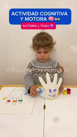 ✨️ACTIVIDAD COGNITIVA Y MOTORA 👦👧♾️ Con esta actividad los niños aprenden habilidades básicas del pensamiento lógico como reconocimiento de color, clasificación, emparejamiento,  mejorando a la vez la coordinación mano-ojo 👁👐 y fortaleciendo la motricidad fina ✍️. ✨️Materiales; 🔹️Papel A4 blanco. 🔹️Anillo de color o tiras de papel(Rojo, amarillo,  verde, azul y naranja). ✨️Pasos a seguir: 🔹️El niño pone su palma en papel dibuja su mano. 🔹️Un anillo de color diferente pinta en cada dedo. 🔹️Los anillos se colocan en los dedos del guante según un orden de color del dibujo (ejemplo: pulgar = azul). 🔹️La secuencia de color se presenta como un patrón a seguir.  🤔¿Te gustaría contar con material adaptado para niños con diagnóstico TEA y TDAH ♾️? Entonces da clic al enlace del perfil y consulta por nuestros PACKS DE ACTIVIDADES INCLUSIVAS 🧡💙. ... #autismo #autismoinfantil  #autismotiktok #tdah #tdahinfantil 
