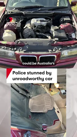A man has been caught by police driving a car with no bonnet over the engine, and a plastic garden chair as the driver’s seat in Melbourne‘s southeast. #cartok #cars #motoring #campingchair #police #melbourne #7NEWS