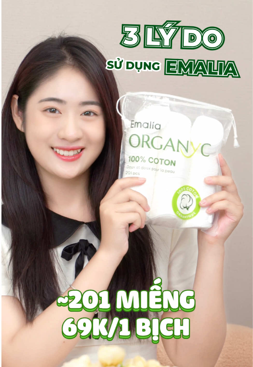 TOP 3 LÍ DO KHIẾN TUI TIN DÙNG BÔNG TẨY TRANG NHÀ EMALIA #emalia #bongtaytrang #bongtaytrangcotton #lamdep #skincare 